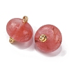 Natural White Jade Dyed Saucer Charms with Rack Plating Golden Tone Brass Bails KK-B103-17B-10-2