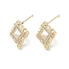 Brass Micro Pave Cubic Zirconia Stud Earring Findings KK-E107-16G-1