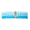 3Pcs Faceted Imitation Jade & Opaque Glass Rondelle Beaded Stretch Bracelets for Women BJEW-JB12563-01-4