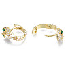 Green Cubic Zirconia Snake Huggie Hoop Earring EJEW-N011-46J-NF-3