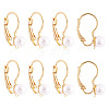 10Pcs Round Brass & ABS Imitation Pearl Leverback Earring Findings KK-TADJ0001-17-2