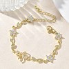 Brass Micro Pave Cubic Zirconia Link Chain Bracelets for Women BJEW-C156-04E-04G-2