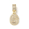 Brass Clear Cubic Zirconia European Dangle Charms LS-KK-R003-01G-06-2