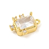 Rectangle Rack Plating Brass Micro Pave Cubic Zirconia Charms KK-P277-23G-01-2