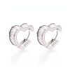 Brass Micro Pave Clear Cubic Zirconia Heart Hoop Earrings EJEW-T048-27P-1