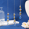 3Pcs Leaf Glass Hanging Suncatchers HJEW-TADJ0015-5