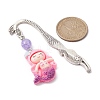 Mermaid Resin Pendant Bookmarks AJEW-JK00269-04-3