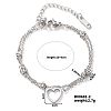 Exquisite Stainless Steel Crystal Rhinestone 2-Strand Sweetheart Link Women's Bracelets BK9888-2-1