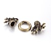 Tibetan Style Alloy Dragon Head with Ring Push Gate Spring Gate Rings PALLOY-E393-01-3