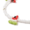 Glass Seed Braided Watermelon Charms Bracelet for Women BJEW-TA00140-02-4
