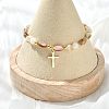 3Pcs 3 Styles Cross 201 Stainless Steel Charm Bracelets BJEW-JB14028-5