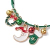 Christmas Wreath & Moon & Glove Alloy Enamel Charm Bracelets BJEW-JB10836-02-3