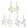 3 Pairs 3 Colors Shell Pearl Beads & Imitation Jelly Acrylic Flower Dangle Earrings EJEW-TA00579-1