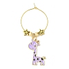 Giraffe Alloy Enamel Pendants Wine Glass Charms Sets AJEW-JO00186-3