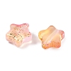 Transparent Spray Painted Frosted Glass Beads X2-GLAA-NH0003-01B-2