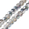 Half Rainbow Plated Faceted Rondelle Glass Beads Strands GLAA-A024E-HR01-1