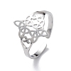 Non-Tarnish Sailor's Knot 304 Stainless Steel Hollow Open Cuff Ring for Men Women RJEW-E073-05P-1