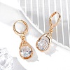 Brass Micro Pave Clear Cubic Zirconia Leverback Earrings EJEW-K300-13G-1