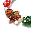 Handmade Lampwork with Glass and Natural Gemstone Christmas Theme Beaded Bracelets for Women BJEW-TA00657-3