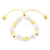 Teardrop ABS Imitation Pearl Slider Bracelets BJEW-P322-12G-1