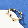 304 Stainless Steel Rhinetsone Open Cuff Rings for Women RJEW-K301-07G-01-1