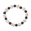 3Pcs 3 Colors Synthetic Turquoise Beaded Stretch Bracelets BJEW-JB12093-3