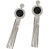 Iron Flat Round Tassel Stud Earrings FS-WG4A301-02-2
