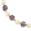 Adjustable Natural Amethyst & Cultured Freshwater Pearl Beads Slider Bracelets for Women BJEW-JB13609-02-3