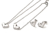 Non-Tarnish Heart 304 Stainless Steel Pendant Necklaces & Bracelets & Stud Earrings Sets for Women SJEW-C004-01P-2