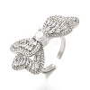 Brass Pave Cubic Zirconia  Open Cuff Rings for Women RJEW-M169-04P-3