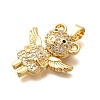 Rack Plating Brass Micro Pave Clear Cubic Zirconia Pendants KK-M309-39I-G-2