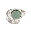 Oval Natural Green Aventurine Cuff Ring RJEW-I079-01B-2