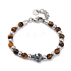 Natural Tiger Eye & Synthetic Magnetic Hematite Anchor Beaded Bracelet BJEW-P339-01P-04-1