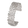 Non-Tarnish 304 Stainless Steel Hollow Leaf Open Cuff Bangles for Women BJEW-K241-03D-P-1