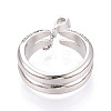 Brass Micro Pave Clear Cubic Zirconia with Teardrop Pendant Cuff Open Rings KK-T080-02P-3