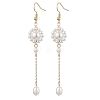 Shell Pearl with Brass Dangle Earrings for Women EJEW-TA00558-1