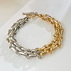 Two Tone Brass Oval Link Chain Bracelets for Women BJEW-G771-01GP-1