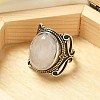 Natural Quartz Crystal Adjustable Rings RJEW-I108-02AS-14-2