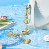 2Pcs Brass Shell Shape Pendant Keychains HJEW-HS00090-5
