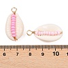 6Pcs 6 Styles Natural Cowrie Shell & Glass Seed Beads Pendants PALLOY-JF02759-02-3