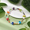 3mm Round Glass Seed Beads & Mushroom Handmade Lampwork Stretch Bracelets for Women BJEW-TA00523-2