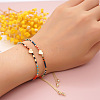 Striped Seed Beaded & Brass Heart Link Bracelets LV4885-3