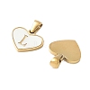 304 Stainless Steel Pave Natural White Shell Heart with Initial Slice Pendants STAS-R168-25G-L-2