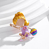 Cute Girl with Ball Enamel Pins JEWB-Z031-05KCG-01-1