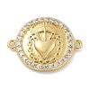 Rack Plating Brass Micro Pave Clear Cubic Zirconia Sacred Heart of Jesus Connector Charms KK-A234-065G-1