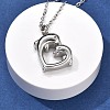 304 Stainless Steel Double Dolphin Heart Urn Ashes Necklaces STAS-Z106-08P-2