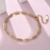 304 Stainless Steel Spring Oval Link Chain Bracelets for Women Men BJEW-S164-01G-1