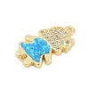 Brass Micro Pave Clear Cubic Zirconia Girl Connector Charms KK-I723-22G-2