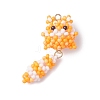 Glass Seed Beaded Cat Pendants PALLOY-MZ01020-02-1