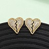 Broken Heart Brass Micro Pave Cubic Zirconia Stud Earrings EJEW-B153-19G-04-2